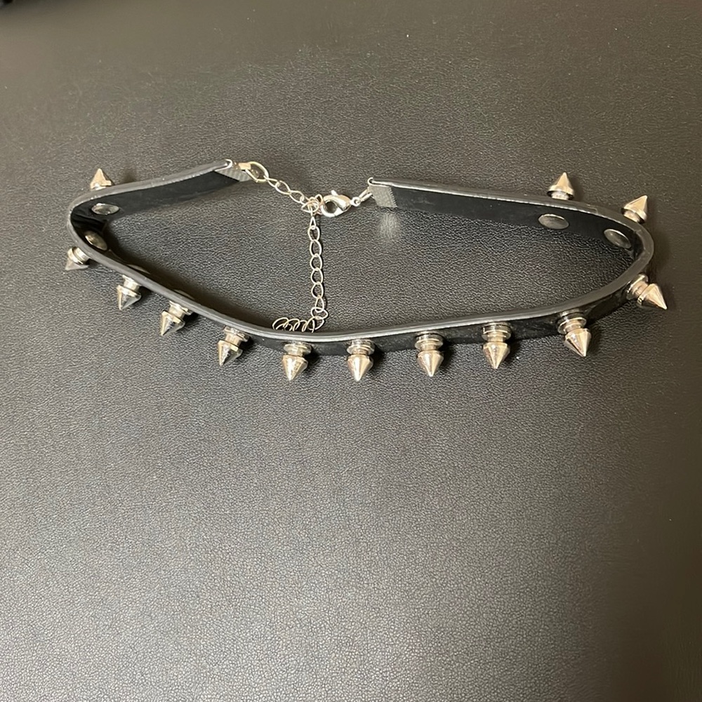Black and silver stud choker